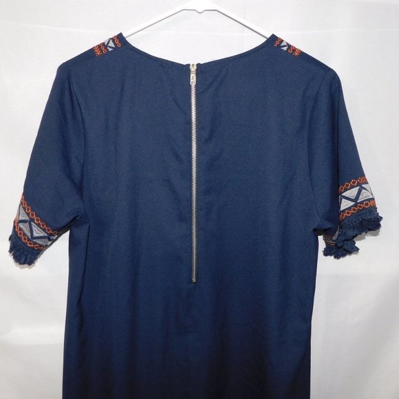 Umgee Womens L Blue Embroidered Boho Dress - Picture 9 of 10
